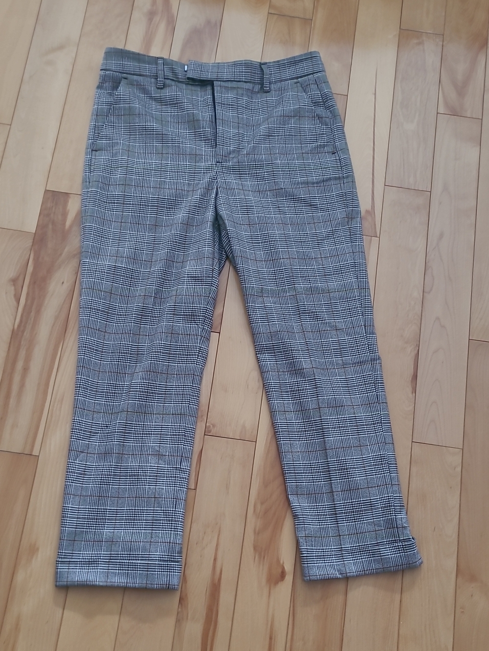 Gray Plaid Women's Dress Pants
